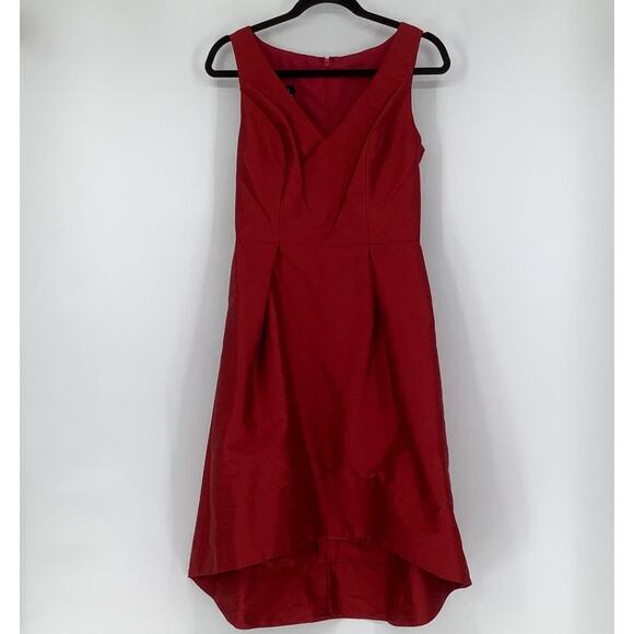 NEW! Alfred Sung Size 8 V-Neck Dupioni Dress w/pockets Barcelona $208 msrp J2-20 - Picture 3 of 10